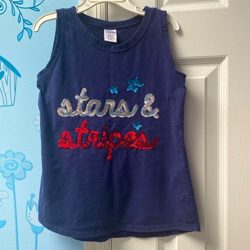 SOLD YEY !!  City Streets 4th of July Girls American Flag Colors Sequin